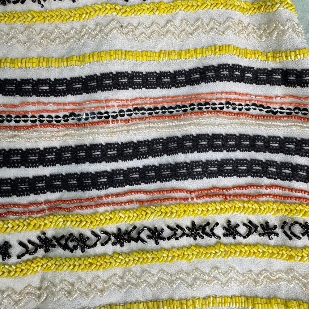 Willow & Clay Anthropologie Women's sz 4 Beaded Mini Skirt Lined Neutral Colors
